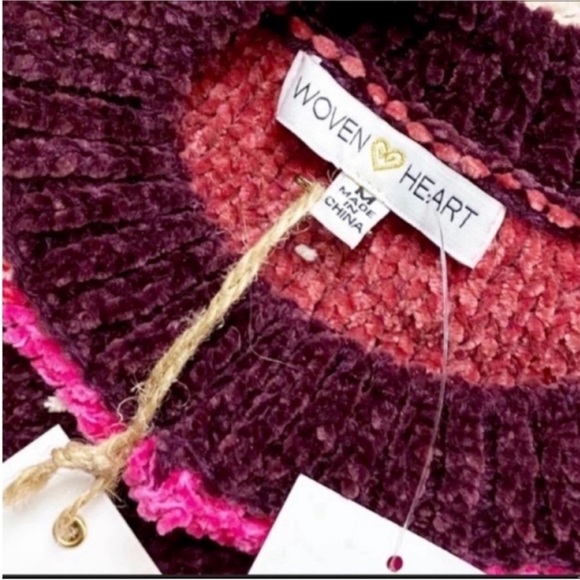 WOVEN HEART off the shoulder striped sweater M - Picture 10 of 10